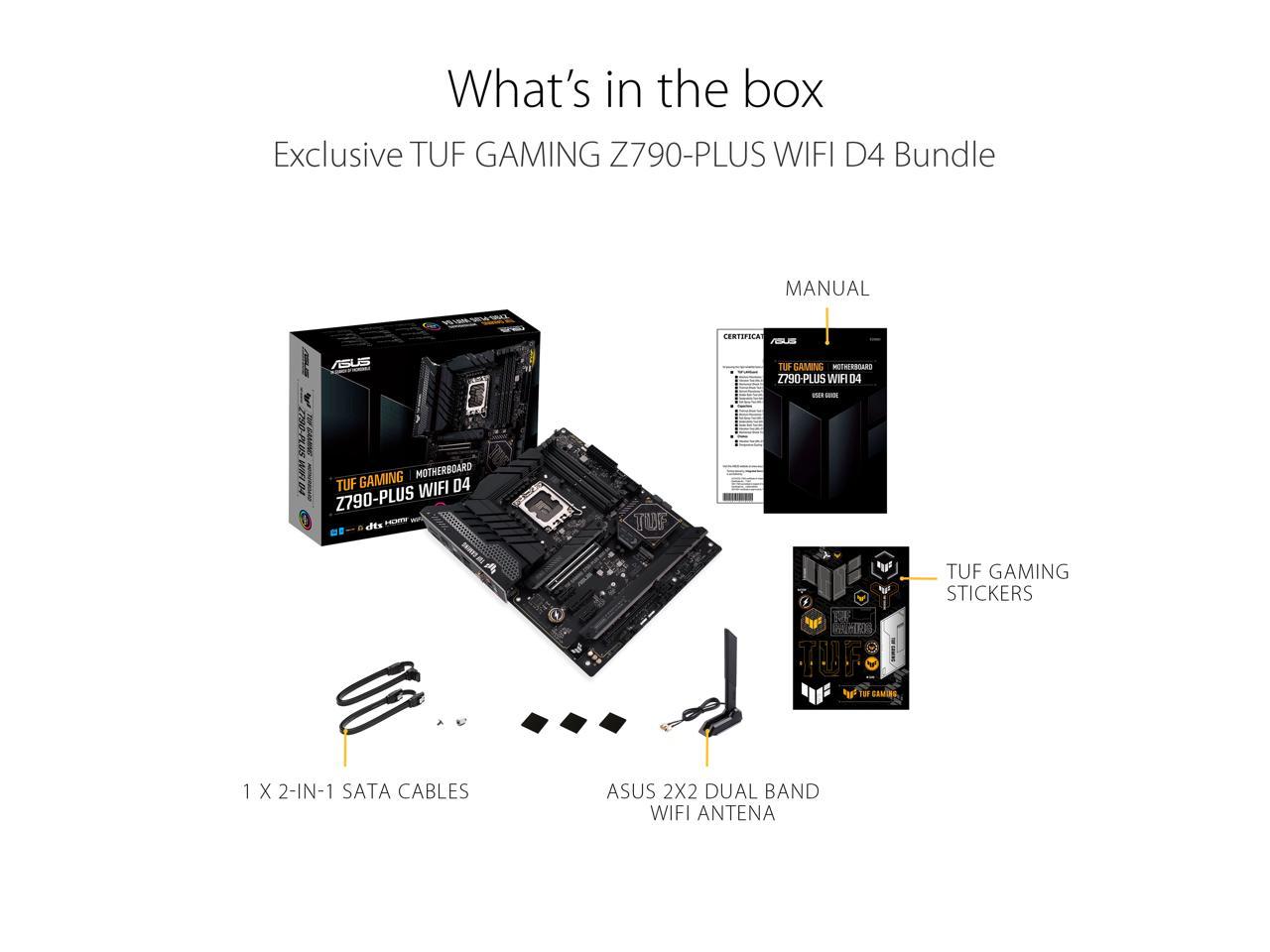 ASUS TUF Gaming Z790-Plus WiFi D4 LGA 1700 (Intel 12th&13th Gen) ATX Gaming Motherboard (PCIe 5.0, DDR4, 4xM.2 Slots, 16+1 DrMOS, WiFi 6, Intel 2.5Gb LAN, Front USB 3.2 Gen 2 Type-C, Thunderbolt 4 (USB4), Aura RGB Lighting)