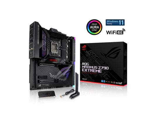 ASUS ROG Maximus Z790 Extreme (WiFi 6E) LGA 1700(Intel®12th&13th Gen) EATX gaming motherboard (PCIe 5.0, DDR5,24+1 105A power stages,5x M.2,1xPCIe 5.0 M.2,10Gb&2.5Gb LAN,2xThunderbolt 4 onboard, AniMe Matrix LED,USB 3.2 Gen 2x2 front-panel)