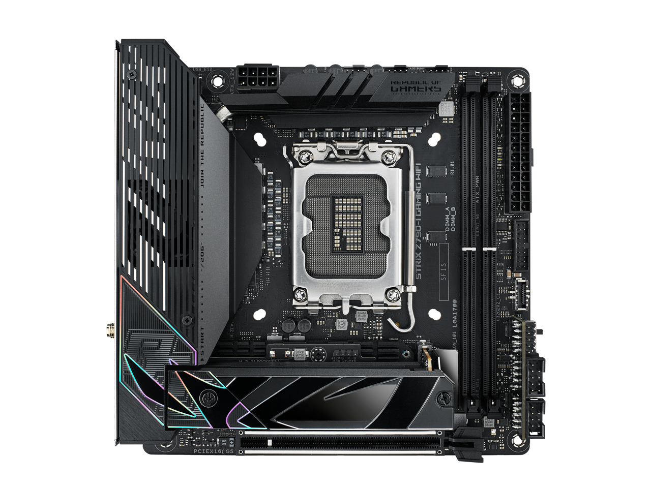 ASUS ROG Strix Z790-I Gaming WiFi 6E LGA 1700 (Intel®13th&12th Gen) mini-ITX gaming motherboard (PCIe 5.0,DDR5,10+1 power stages,Thunderbolt 4,2.5 Gb LAN,USB 3.2 Gen 2x2 front panel Type-C,2x M.2/NVMe SSD)