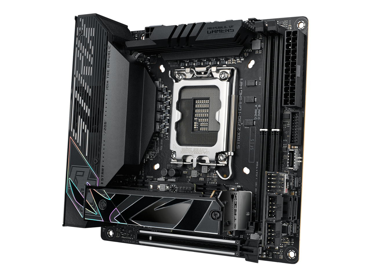 ASUS ROG Strix Z790-I Gaming WiFi 6E LGA 1700 (Intel®13th&12th Gen) mini-ITX gaming motherboard (PCIe 5.0,DDR5,10+1 power stages,Thunderbolt 4,2.5 Gb LAN,USB 3.2 Gen 2x2 front panel Type-C,2x M.2/NVMe SSD)