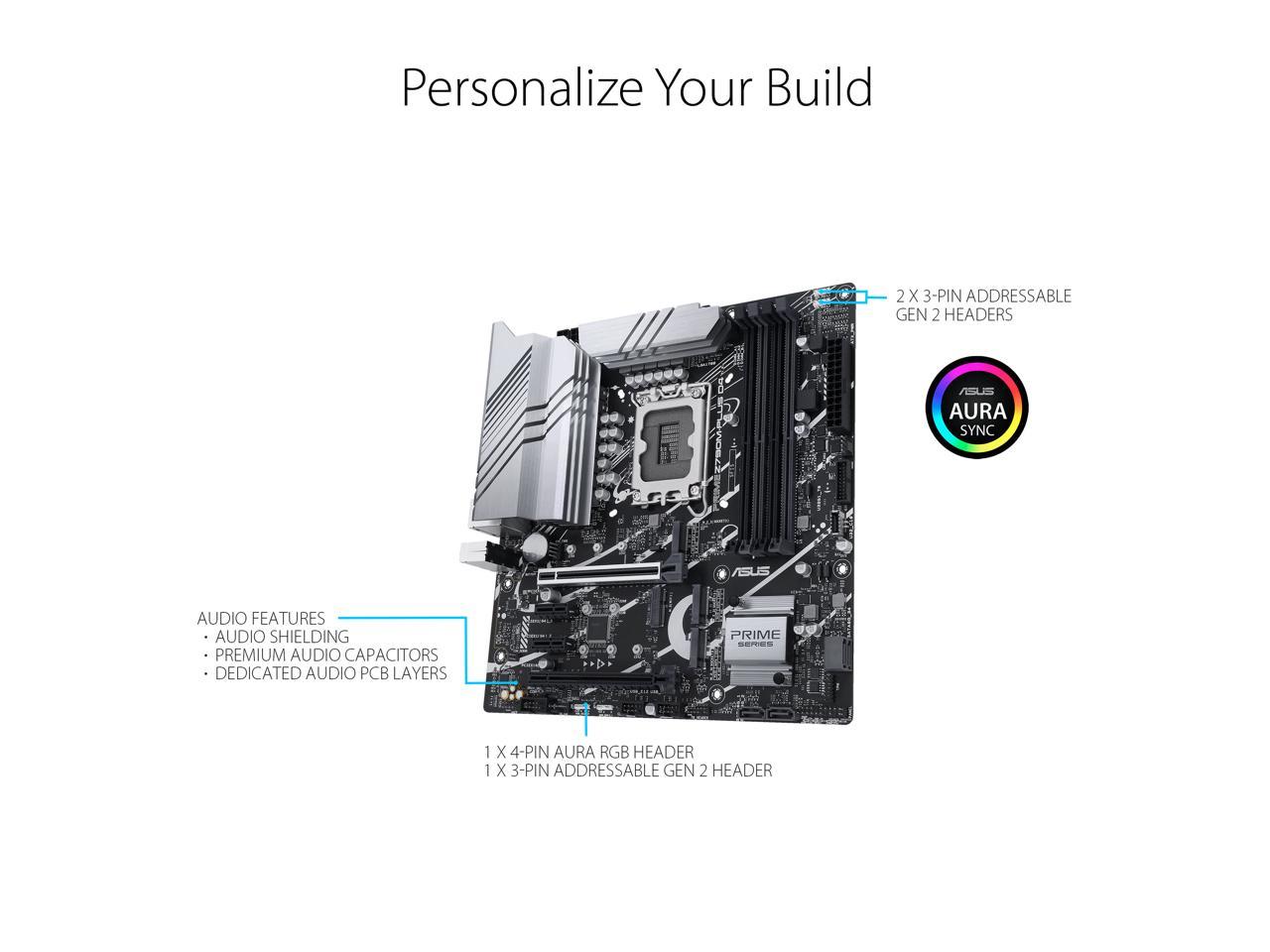 ASUS Prime Z790M-Plus D4 LGA 1700(Intel® 12th&13th Gen) microATX motherboard (PCIe® 5.0, 3xM.2 slots, 10+1 DrMOS, DDR4,1 Gb LAN, DP, USB 3.2 Gen 2x2 Type-C®, front USB 3.2 Gen 1 Type-C®, Thunderbolt™ (USB4®) support)