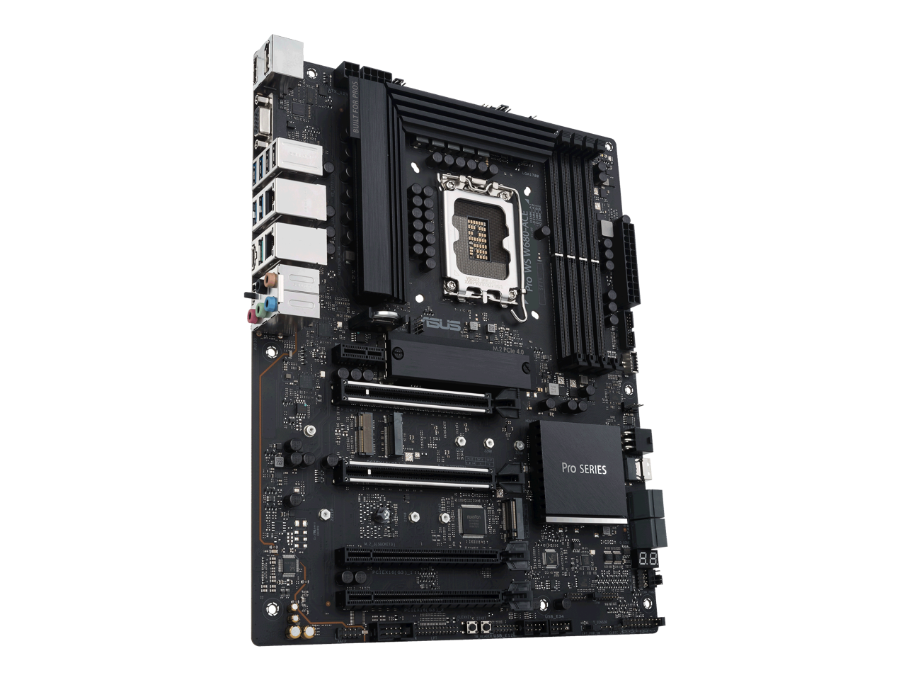 Pro WS W680-ACE Intel W680 LGA 1700 ATX workstation motherboard, dual PCIe 5.0x16 slot, DDR5, ECC memory and XMP support, dual Intel 2.5 Gb Lan, 3xPCIe 4.0 M.2 slots, USB 3.2 Gen 2x2 front panel connector, SlimSAS(SATA RAID0,1,5,10 Suppoort