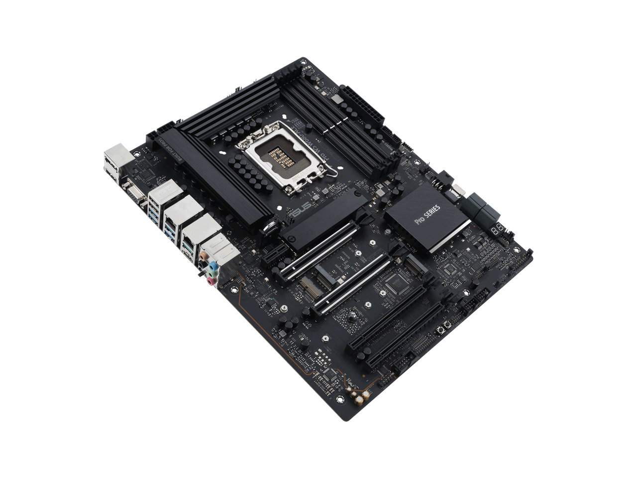 Pro WS W680-ACE Intel W680 LGA 1700 ATX workstation motherboard, dual PCIe 5.0x16 slot, DDR5, ECC memory and XMP support, dual Intel 2.5 Gb Lan, 3xPCIe 4.0 M.2 slots, USB 3.2 Gen 2x2 front panel connector, SlimSAS(SATA RAID0,1,5,10 Suppoort