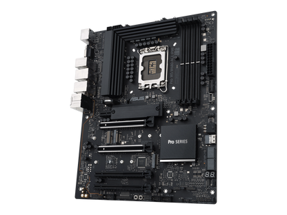 ASUS Pro WS W680-ACE IPMI Intel W680 LGA 1700 ATX workstation motherboard, dual PCIe 5.0x16 slot, DDR5, ECC memory and XMP support, dual Intel 2.5 Gb Lan, 3xPCIe 4.0 M.2 slots, USB 3.2 Gen 2x2 front panel connector, SlimSAS.