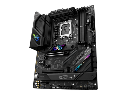 ASUS ROG Strix B760-F Gaming WiFi Intel B760(13th and 12th Gen) LGA 1700 ATX motherboard, 16 + 1 power stages, DDR5 up to 7800 MT/s, PCIe 5.0, three M.2 slots, WiFi 6E, USB 3.2 Gen 2x2 Type-C®, and Aura Sync RGB