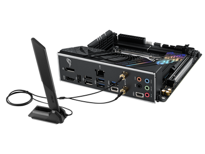 ASUS ROG Strix B760-I Gaming WiFi Intel B760(13th and 12th Gen) LGA 1700 mini-ITX motherboard, 8 + 1 power stages, DDR5 up to 7600 MT/s, PCIe 5.0, two M.2 slots, WiFi 6E, USB 3.2 Gen 2x2 Type-C, and Aura Sync RGB