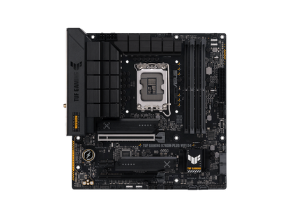 TUF GAMING B760M-PLUS WIFI D4 Intel B760 (13th and 12th Gen) LGA 1700 mATX motherboard, PCIe 5.0, two 4.0 M.2 slots, DDR4,WiFi 6, Realtek 2.5Gb Ethernet, DisplayPort, HDMI, SATA 6 Gbps, USB 3.2 Gen 2x2 Type-C, front USB 3.2 2 Gen 2x2 Type-C