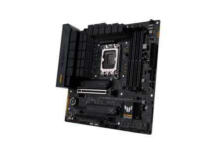 TUF GAMING B760M-PLUS WIFI D4 Intel B760 (13th and 12th Gen) LGA 1700 mATX motherboard, PCIe 5.0, two 4.0 M.2 slots, DDR4,WiFi 6, Realtek 2.5Gb Ethernet, DisplayPort, HDMI, SATA 6 Gbps, USB 3.2 Gen 2x2 Type-C, front USB 3.2 2 Gen 2x2 Type-C
