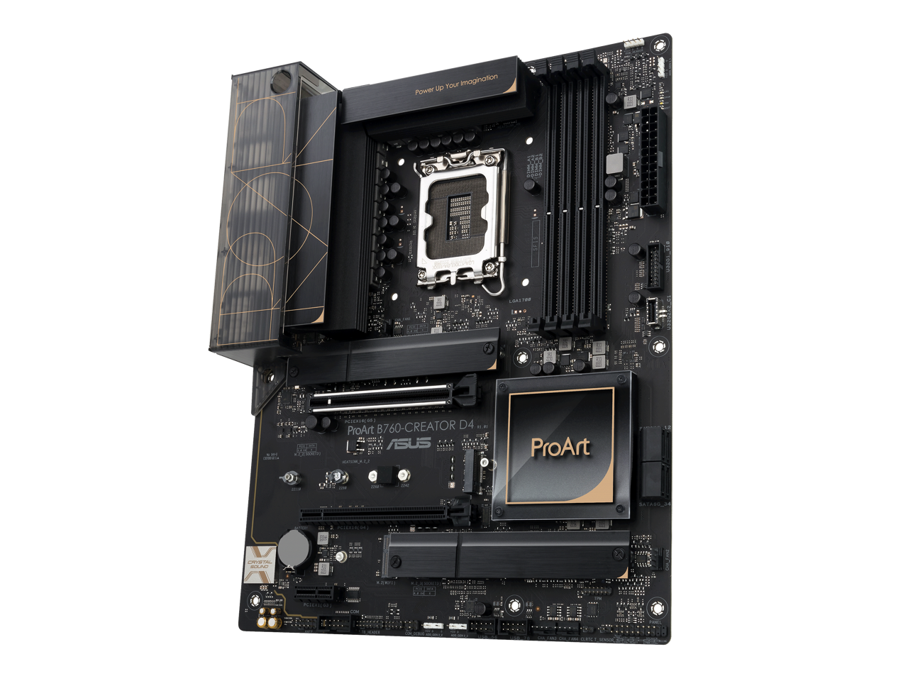 ASUS ProArt B760-CREATOR D4 Intel LGA 1700(13th and 12th Gen) ATX content creator motherboard, 12+1 power stages, DDR4, PCIe 5.0, three M.2 slots, 2.5 Gb & 1 Gb LAN, USB 3.2 Gen 2x2 Type-C front-panel connector, Thunderbolt (USB4®) header