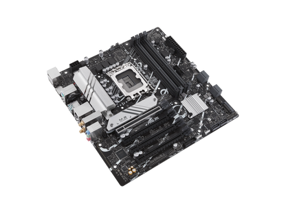 ASUS PRIME B760M-A AX D4 Intel B760 (LGA 1700)((13th and 12th Gen) mATX motherboard, PCIe 4.0, two M.2 slots, Realtek 2.5Gb Ethernet, Wi-Fi 6, DisplayPort, Dual HDMI, SATA 6 Gbps, rear USB 3.2 Gen 2, front USB 3.2 Gen 1 Type-C, Aura Sync