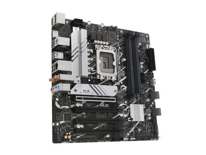 ASUS PRIME B760M-A AX D4 Intel B760 (LGA 1700)((13th and 12th Gen) mATX motherboard, PCIe 4.0, two M.2 slots, Realtek 2.5Gb Ethernet, Wi-Fi 6, DisplayPort, Dual HDMI, SATA 6 Gbps, rear USB 3.2 Gen 2, front USB 3.2 Gen 1 Type-C, Aura Sync