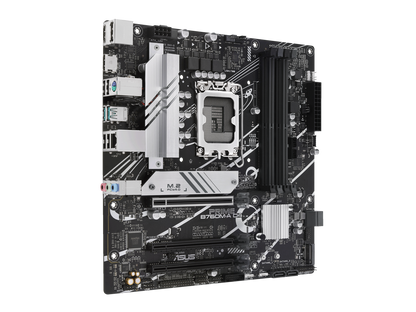 ASUS PRIME B760M-A D4 Intel B760 (LGA 1700)(13th and 12th Gen) mATX motherboard, PCIe 4.0, two M.2 slots, Realtek 2.5Gb Ethernet, DisplayPort, Dual HDMI, SATA 6 Gbps, rear USB 3.2 Gen 2, front USB 3.2 Gen 1 Type-C, Aura Sync