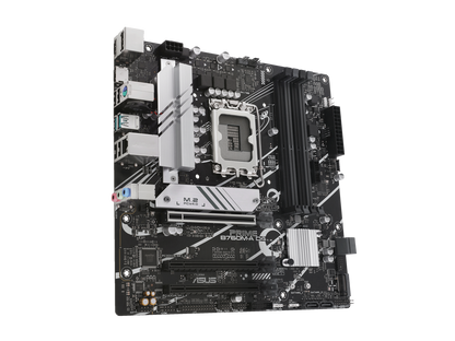 ASUS PRIME B760M-A D4 Intel B760 (LGA 1700)(13th and 12th Gen) mATX motherboard, PCIe 4.0, two M.2 slots, Realtek 2.5Gb Ethernet, DisplayPort, Dual HDMI, SATA 6 Gbps, rear USB 3.2 Gen 2, front USB 3.2 Gen 1 Type-C, Aura Sync