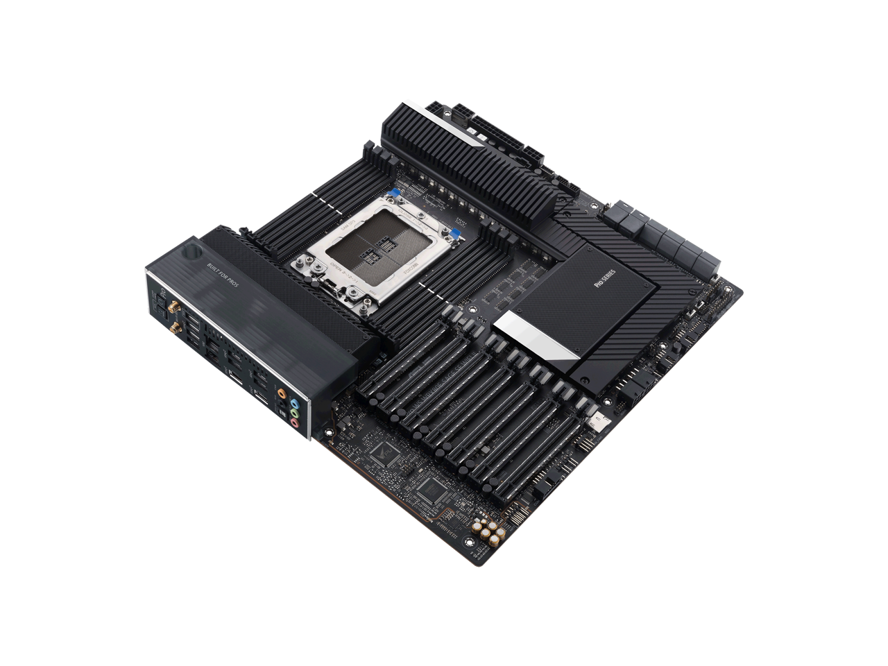 ASUS Pro WS WRX80E-SAGE SE WIFI II AMD WRX80 Ryzen Threadripper PRO EATX workstation motherboard with Intel dual 10 G LAN, USB 3.2 Gen 2x2 Type-C port, 7 x PCIe 4.0 x16 slots, 3 x M.2 PCIe 4.0, ASMB9-iKVM, 2 x U.2 and 16 power stages