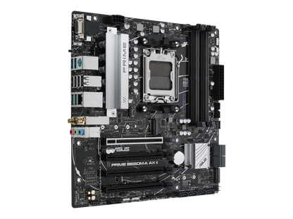 ASUS Prime B650M-A AX II AMD B650(Ryzen 7000) Micro-ATX motherboard(DDR5 6400+(OC) , PCIe 5.0 M.2 support, 2.5Gb Ethernet, Wi-Fi 6, DisplayPort, HDMI,USB 3.2 Gen 2 ports, front USB 3.2 Gen 1 Type-C, BIOS FlashBack, CEC Tier II ready)