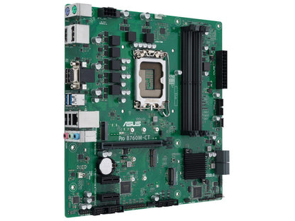 ASUS Pro B760M-CT-CSM Intel socket LGA1700 for 13th&12th Gen Intel processors mATX commercial motherboard,DDR5,PCIe 4.0,two M.2 PCIe 4.0 slots, front USB 3.2 Gen 1 Type-C, dual Display ports, HDMI, D-Sub,TPM IC onboard, Q-LED Core