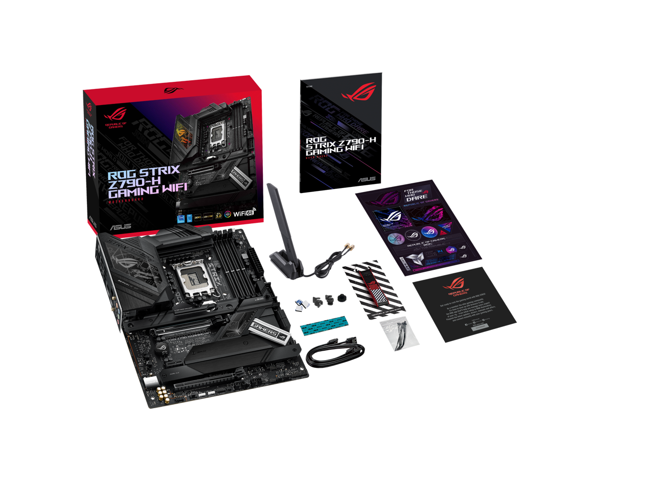 ASUS ROG STRIX Z790-H Gaming (WiFi 6E) LGA 1700(Intel12th&13th Gen) ATX gaming motherboard(DDR5 up to 7800 MT/s, PCIe 5.0 x16 SafeSlot with Q-Release, 4xPCIe 4.0 M.2 slots,USB 3.2 Gen 2x2 Type-C,front-panel connector, AI Motherboard)