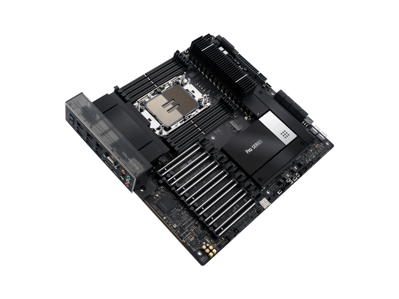 ASUS Pro WS W790 SAGE SE Intel W790 (LGA 4677) CEB, PCIe 5.0,7 PCIe 5.0 x16 slots,M.2 PCIe 4.0 slots,12+1+1 DrMOS, DDR5 R-DIMM, Dual 10G BMC LAN, LAN Server-grade Remote Management, 14+1+1 power stages, front and Rear USB 3.2 Gen 2x2 Type C