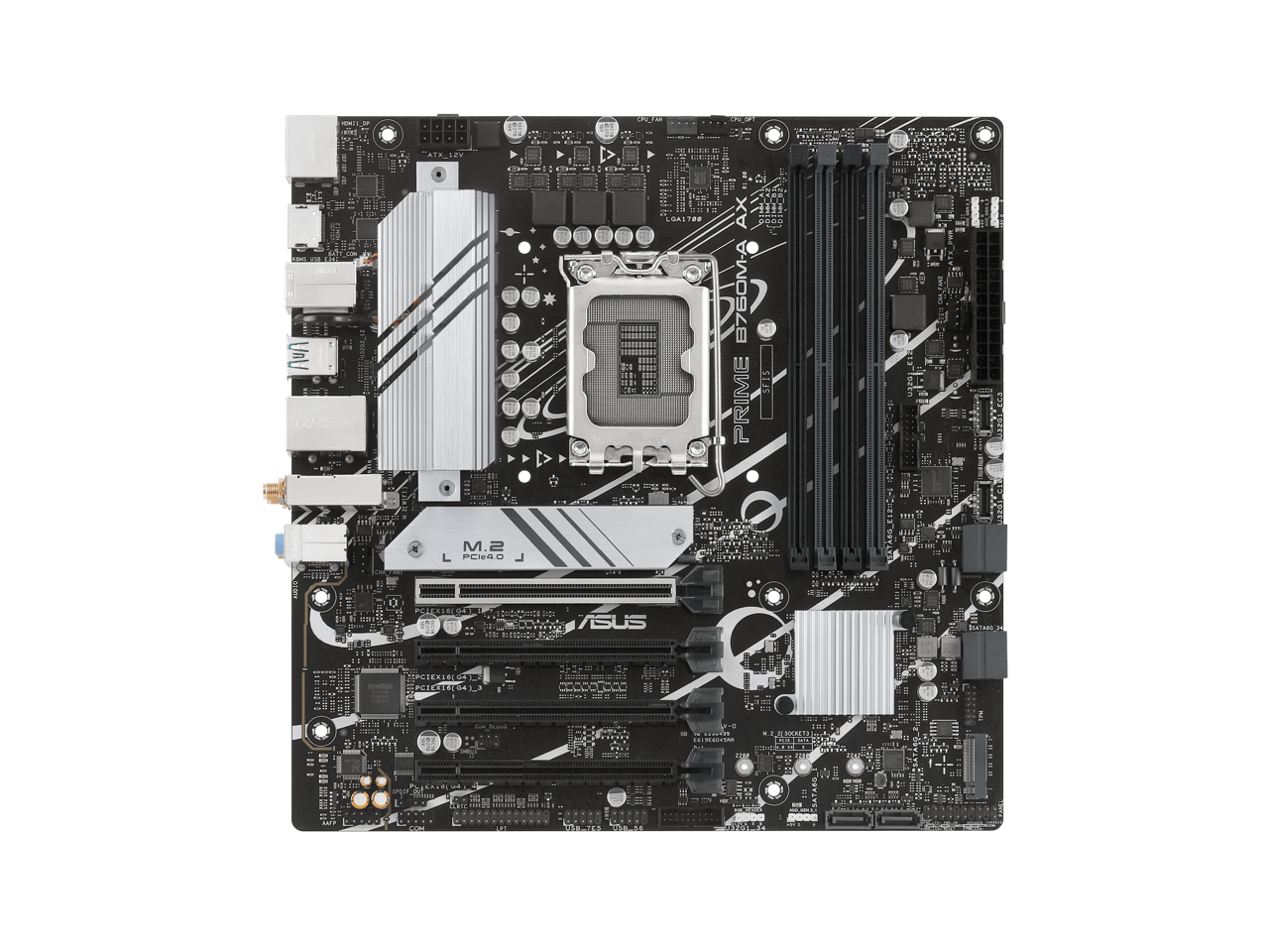 ASUS PRIME B760M-A AX LGA 1700(Intel 12th&13th Gen) microATX motherboard (PCIe 4.0, 2xM.2 slots, DDR5,Realtek 2.5 Gb LAN,WiFi 6, DP,rear USB 3.2 Gen 2, front USB 3.2 Gen 1 Type-C