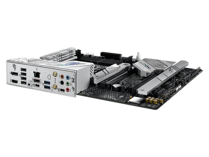 ASUS ROG Strix B760-A Gaming WiFi Intel B760 (13th and 12th Gen) LGA 1700 white ATX motherboard, 12 + 1 power stages, DDR5, PCIe 5.0,three M.2 slots, WiFi 6E, USB 3.2 Gen 2x2 Type-C, and Aura Sync RGB
