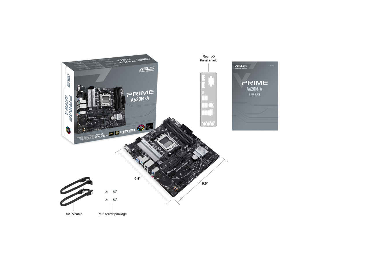 ASUS PRIME A620M-A-CSM AMD AM5(Ryzen 7000) mATX commercial motherboard (PCIe 4.0, DDR5,,2xM.2 slots, 1Gb LAN,DisplayPort/HDMI,USB 3.2 Gen 1 ports, Front USB Type-C, BIOS Flashback, RGB header,ACCE)
