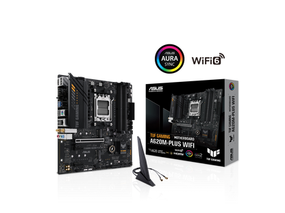 ASUS TUF GAMING A620M-PLUS WiFi AMD AM5 Ryzen7000 microATX gaming motherboard DDR5, PCIe 4.0, 2xM.2 slots,2.5Gb Ethernet,Wi-Fi 6, 2 x DisplayPort, HDMI, USB 3.2 Gen 1 ports, front USB 3.2 Gen 1 Type C