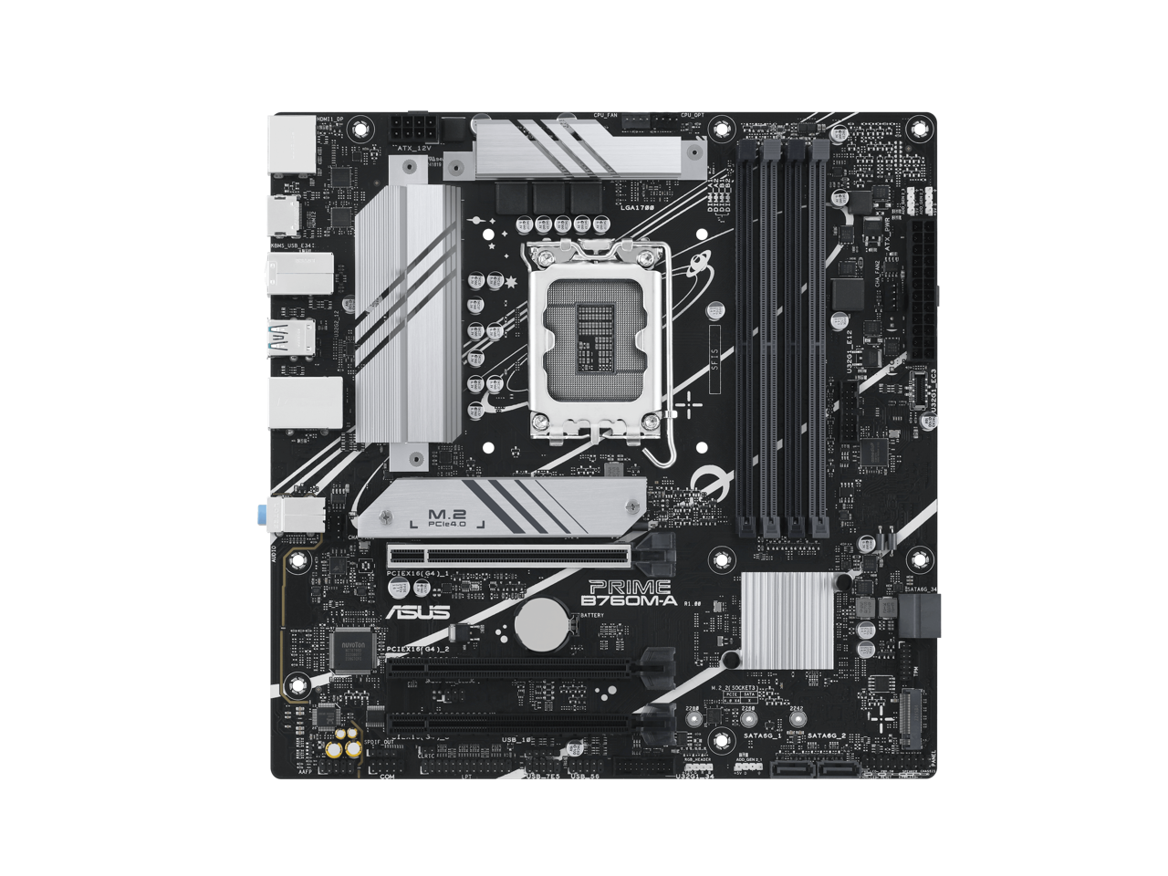 ASUS PRIME B760M-A Intel B760 (LGA 1700)((13th and 12th Gen) mATX motherboard, PCIe 4.0,DDR5, two M.2 slots, Realtek 2.5Gb Ethernet, DisplayPort, Dual HDMI, SATA 6 Gbps, rear USB 3.2 Gen 2, front U