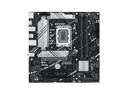 ASUS PRIME B760M-A Intel B760 (LGA 1700)((13th and 12th Gen) mATX motherboard, PCIe 4.0,DDR5, two M.2 slots, Realtek 2.5Gb Ethernet, DisplayPort, Dual HDMI, SATA 6 Gbps, rear USB 3.2 Gen 2, front U
