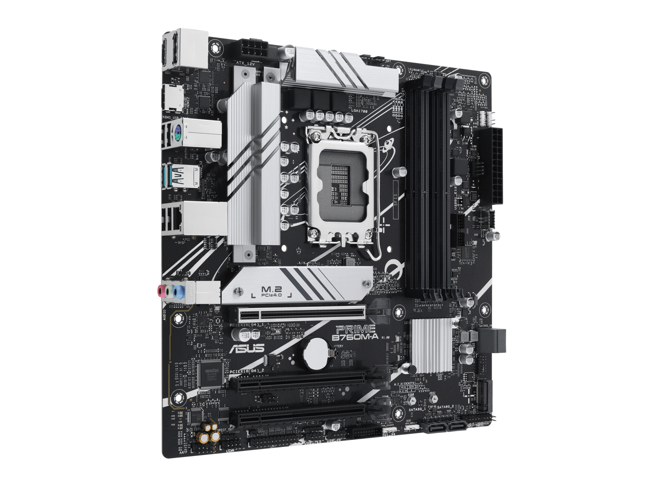 ASUS PRIME B760M-A Intel B760 (LGA 1700)((13th and 12th Gen) mATX motherboard, PCIe 4.0,DDR5, two M.2 slots, Realtek 2.5Gb Ethernet, DisplayPort, Dual HDMI, SATA 6 Gbps, rear USB 3.2 Gen 2, front U