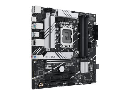 ASUS PRIME B760M-A Intel B760 (LGA 1700)((13th and 12th Gen) mATX motherboard, PCIe 4.0,DDR5, two M.2 slots, Realtek 2.5Gb Ethernet, DisplayPort, Dual HDMI, SATA 6 Gbps, rear USB 3.2 Gen 2, front U