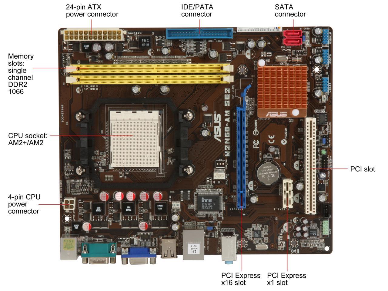 ASUS M2N68-AM SE2 AM2+/AM2 NV Geforce 7025 / nForce 630a chipset AMD Motherboard