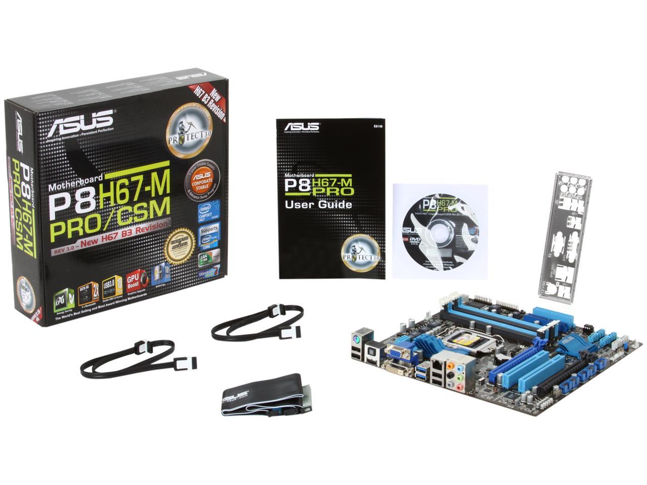 ASUS P8H67-M PRO/CSM (REV 3.0) LGA 1155 Intel H67 HDMI SATA 6Gb/s USB 3.0 Micro ATX Intel Motherboard