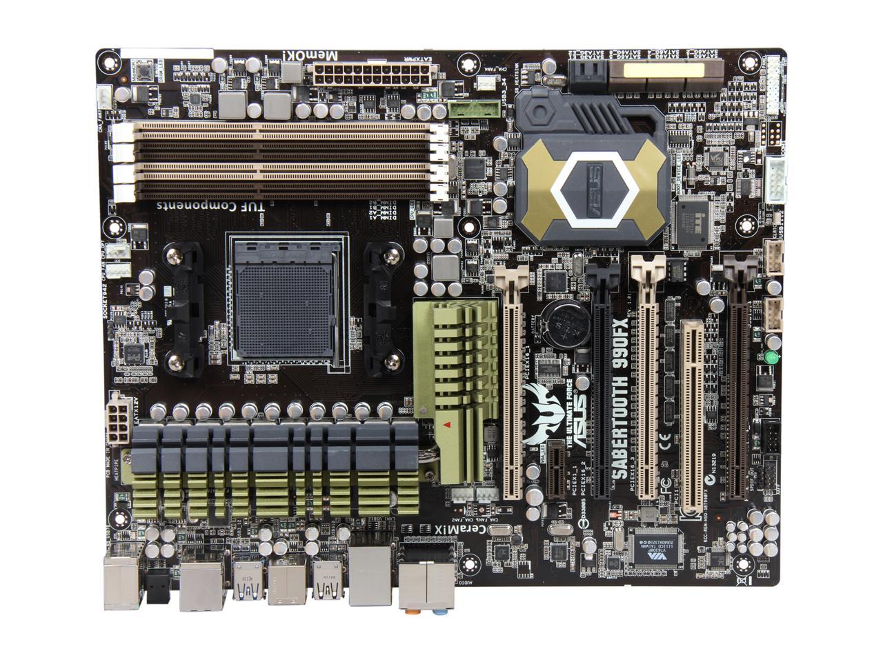 ASUS Sabertooth 990FX AM3+ AMD 990FX + SB950 SATA 6Gb/s USB 3.0 ATX AMD Motherboard with UEFI BIOS