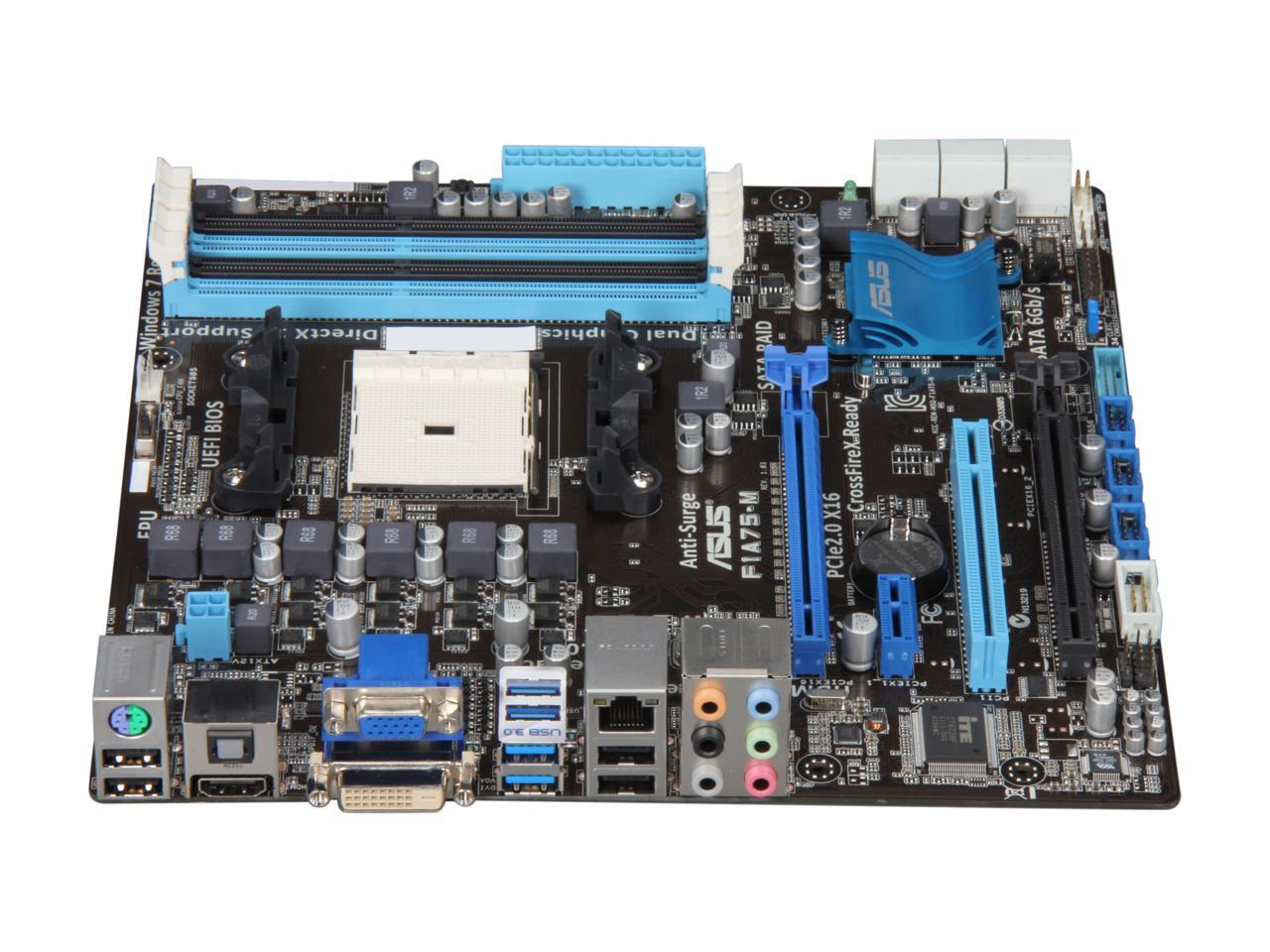 ASUS F1A75-M FM1 AMD A75 (Hudson D3) SATA 6Gb/s USB 3.0 HDMI Micro ATX AMD Motherboard with UEFI BIOS