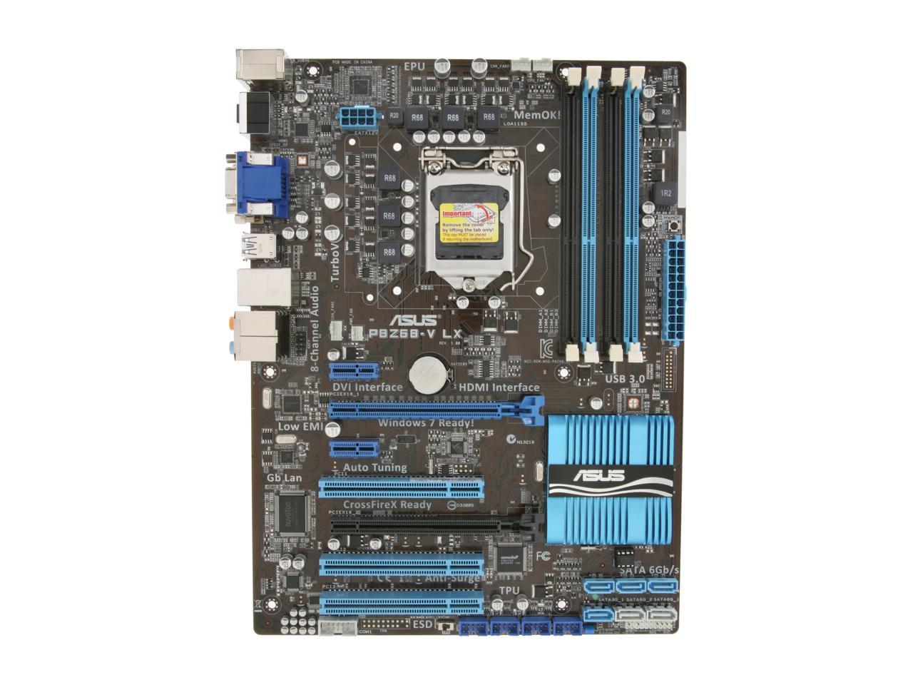 ASUS P8Z68-V LX LGA 1155 Intel Z68 HDMI SATA 6Gb/s USB 3.0 ATX Intel Motherboard with UEFI BIOS