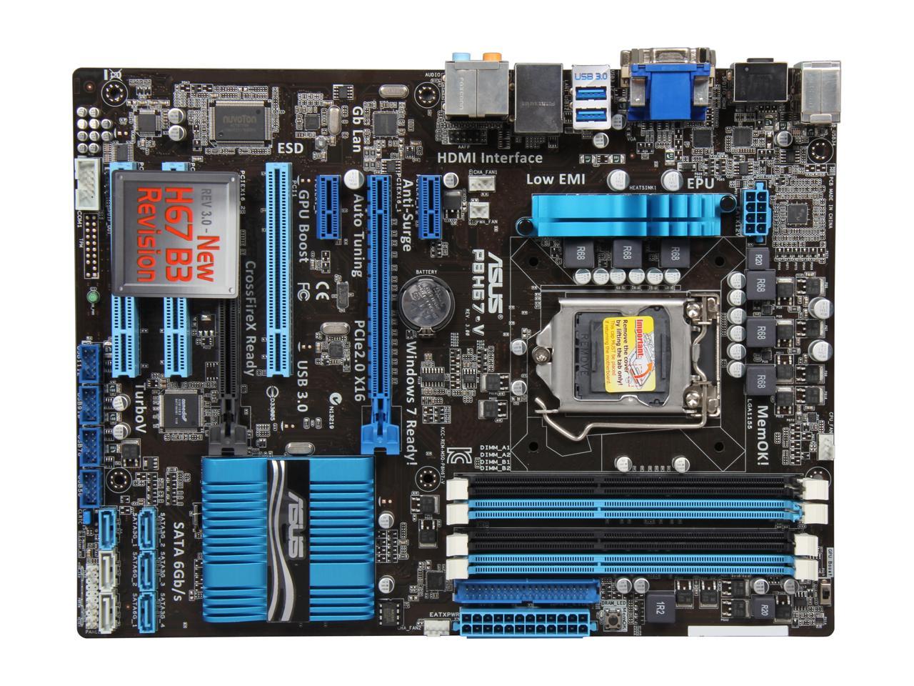 ASUS P8H67-V (REV 3.0) LGA 1155 Intel H67 HDMI SATA 6Gb/s USB 3.0 ATX Intel Motherboard with UEFI BIOS