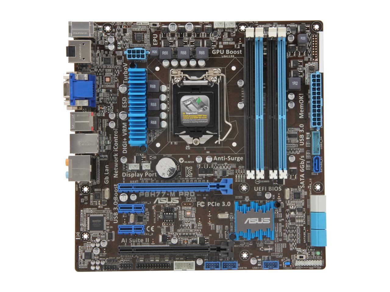 ASUS P8H77-M PRO LGA 1155 Intel H77 HDMI SATA 6Gb/s USB 3.0 Micro ATX Intel Motherboard