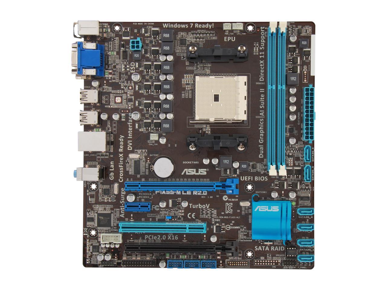 ASUS F1A55-M LE R2.0 FM1 AMD A55 (Hudson D2) Micro ATX AMD Motherboard with UEFI BIOS