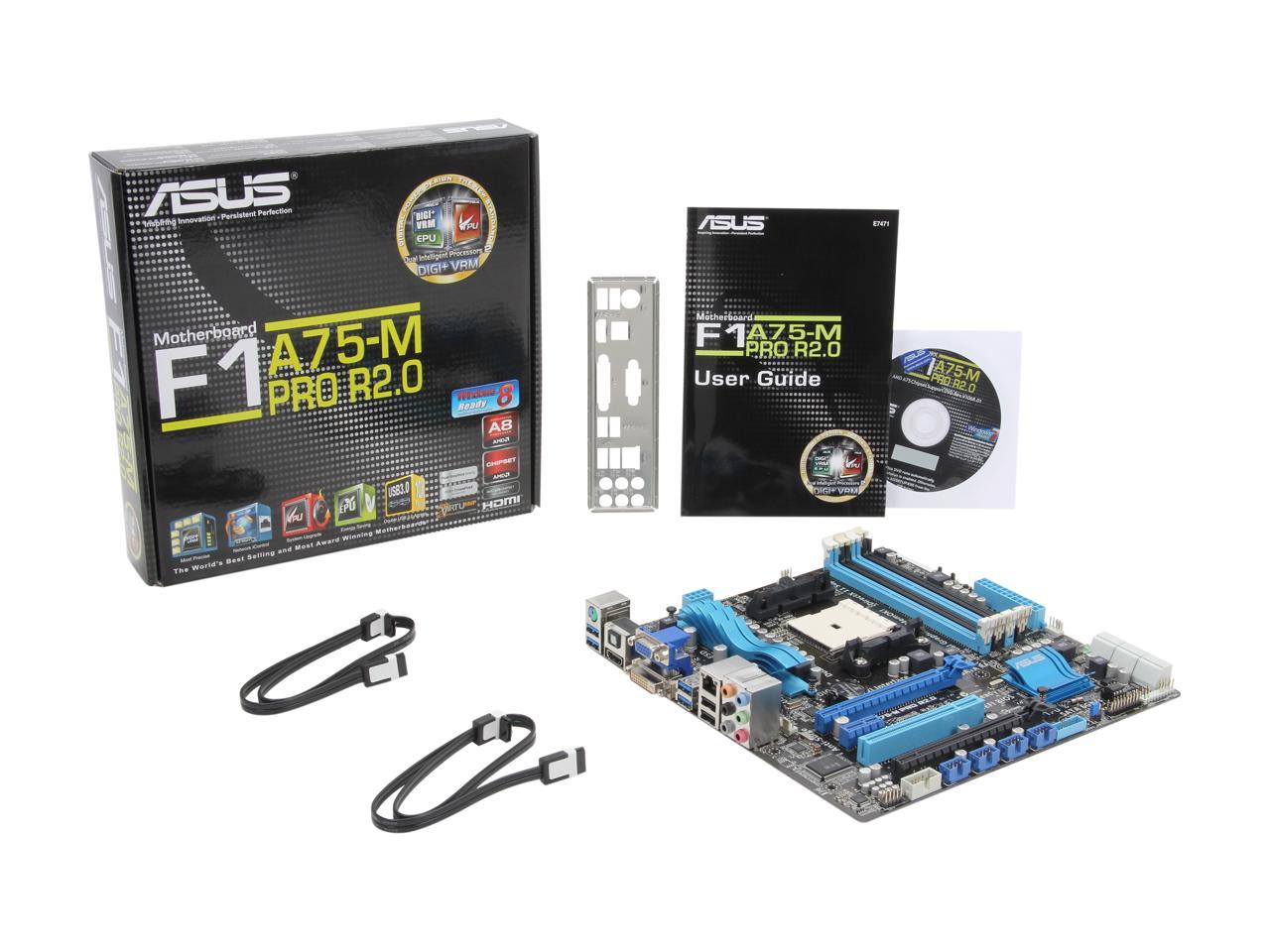 ASUS F1A75-M PRO R2.0 FM1 AMD A75 (Hudson D3) SATA 6Gb/s USB 3.0 HDMI Micro ATX AMD Motherboard with UEFI BIOS