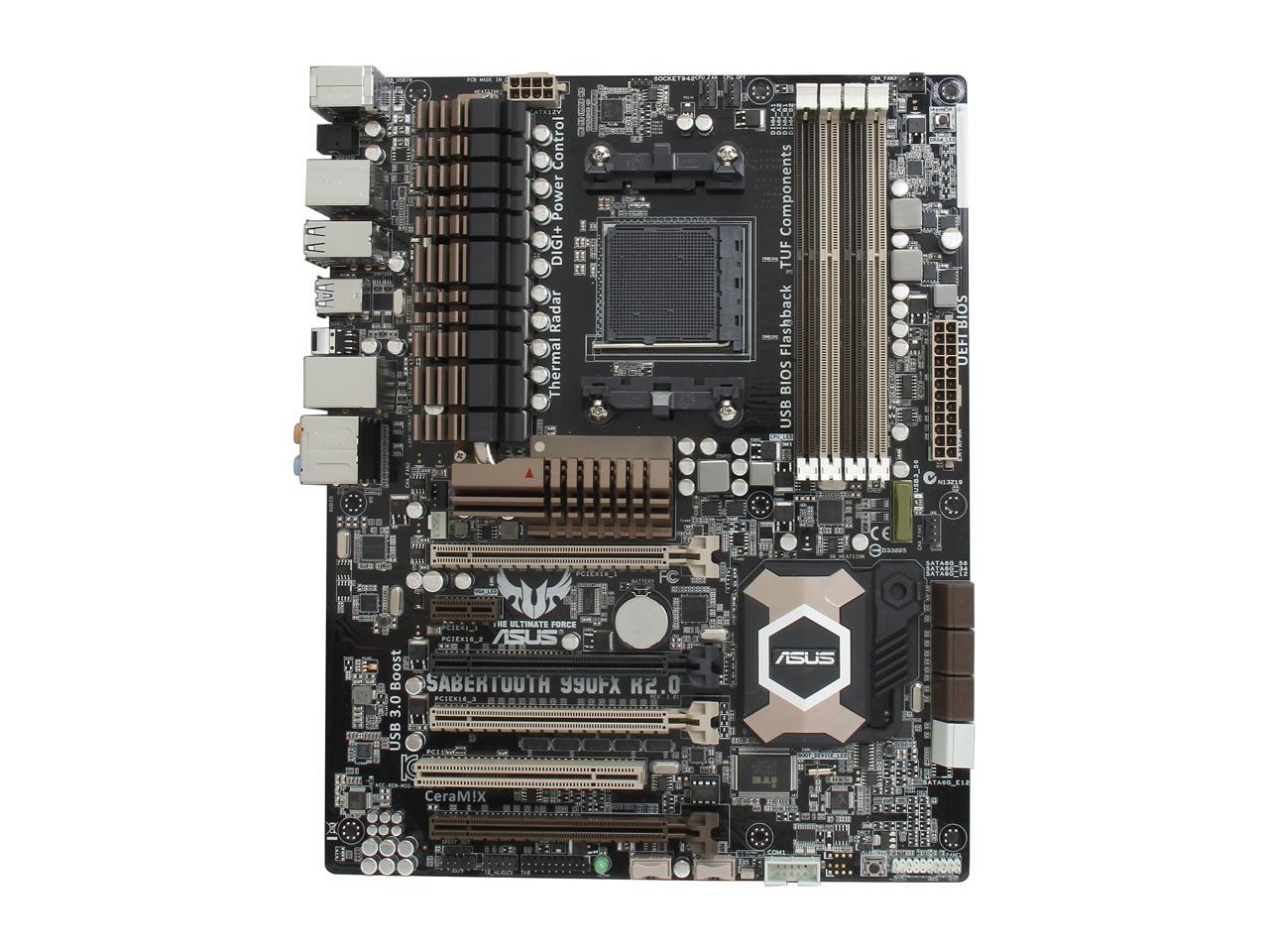 ASUS TUF SABERTOOTH 990FX R2.0 AM3+ AMD 990FX + SB950 SATA 6Gb/s USB 3.0 ATX AMD Motherboard with UEFI BIOS