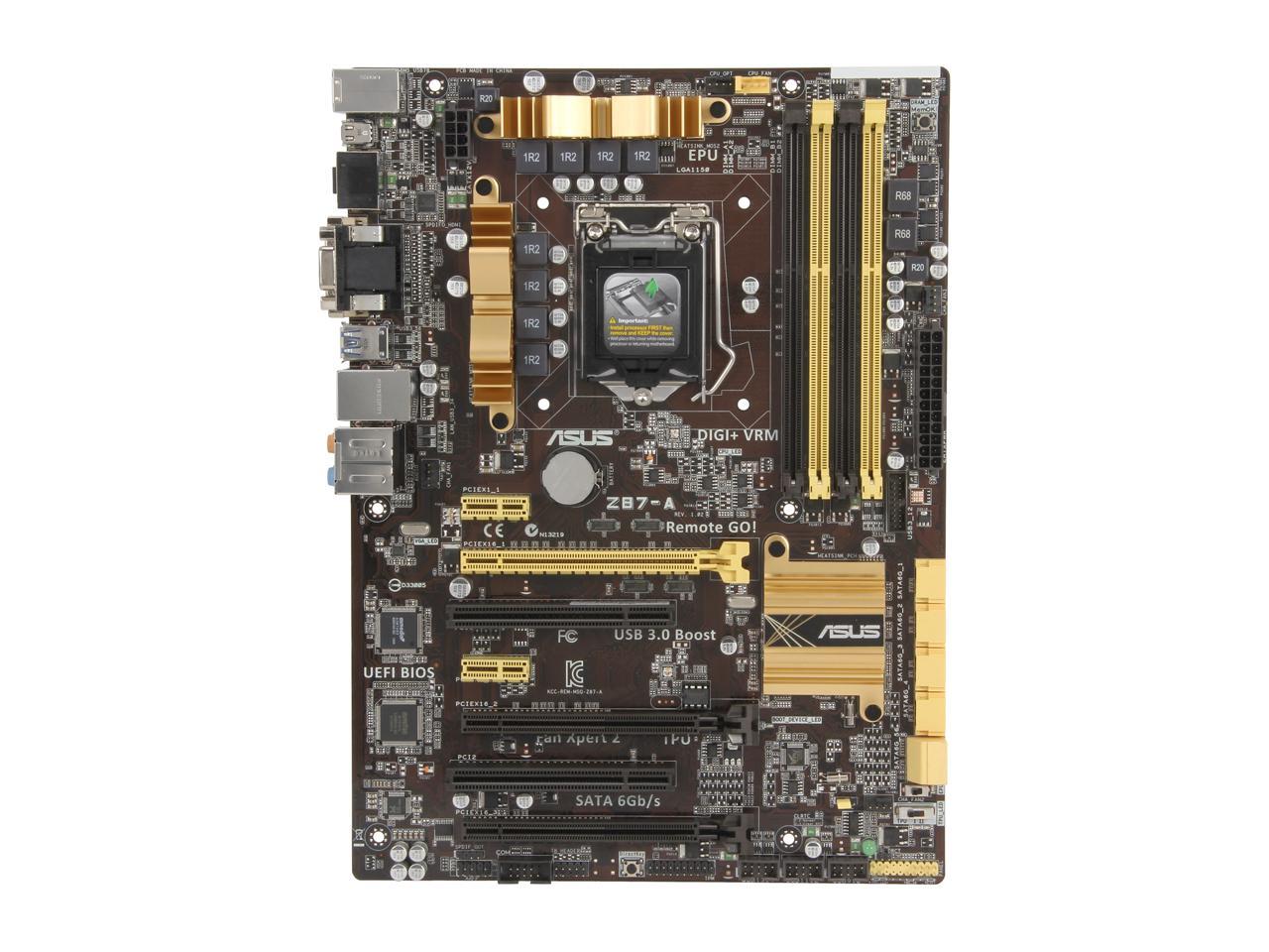 ASUS Z87-A LGA 1150 Intel Z87 HDMI SATA 6Gb/s USB 3.0 ATX Intel Motherboard
