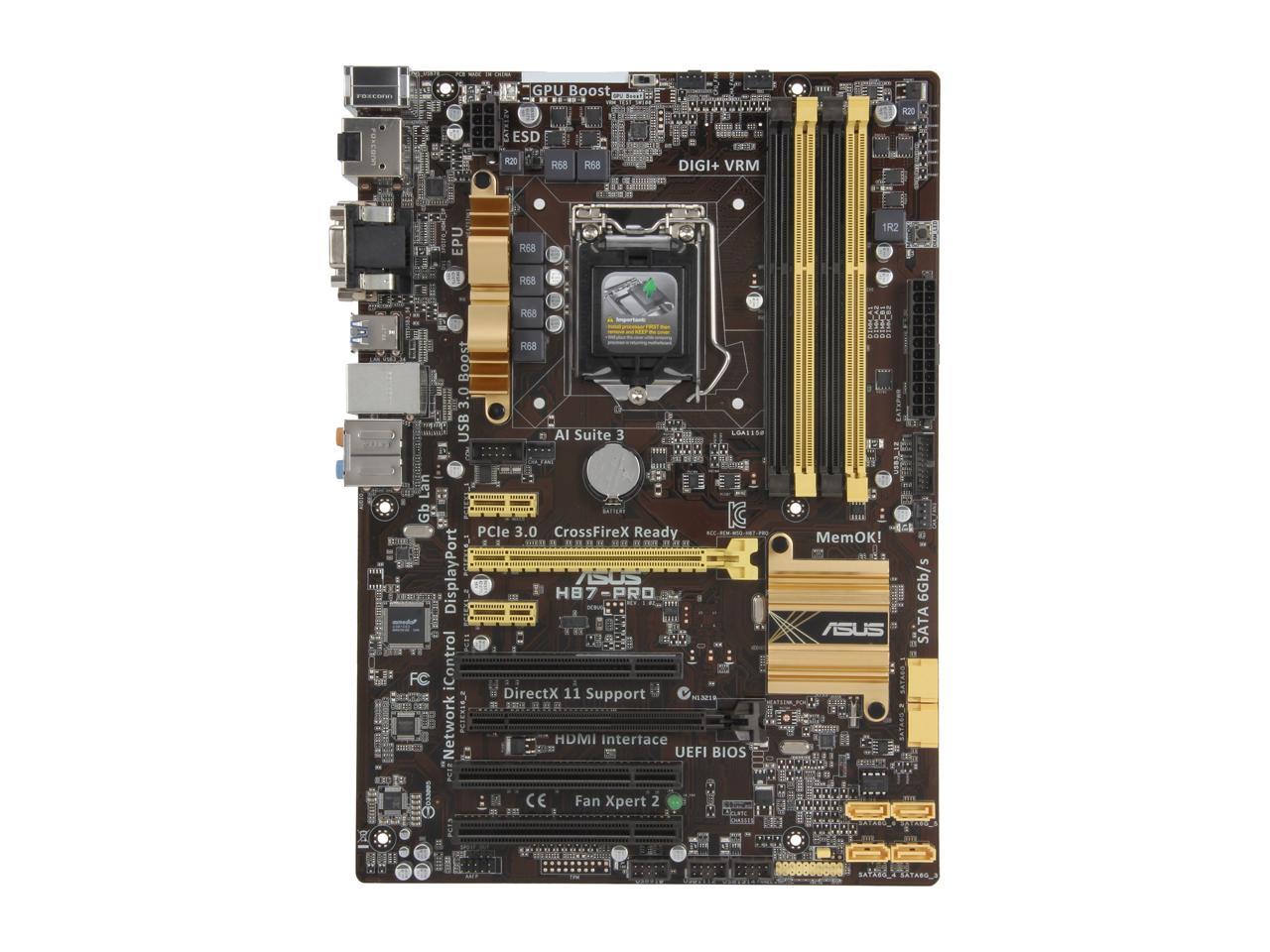 ASUS H87-PRO LGA 1150 Intel H87 HDMI SATA 6Gb/s USB 3.0 ATX Intel Motherboard with UEFI BIOS