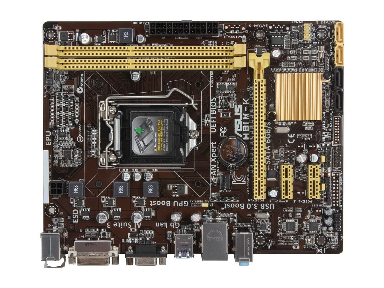 ASUS H81M-K LGA 1150 Intel H81 SATA 6Gb/s USB 3.1 uATX Intel Motherboard