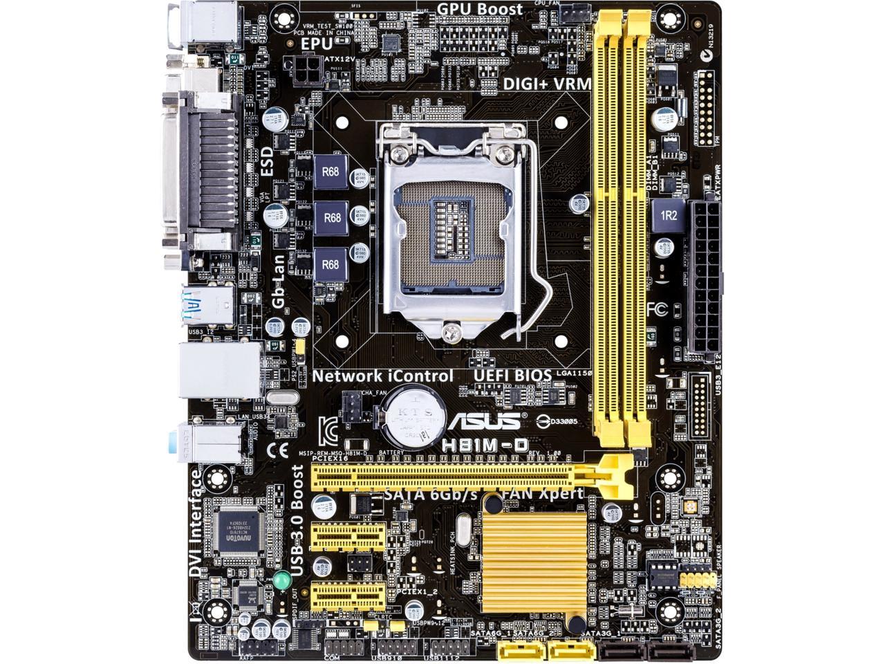 Asus H81M-D Desktop Motherboard - Intel H81 Chipset - Socket H3 LGA-1150