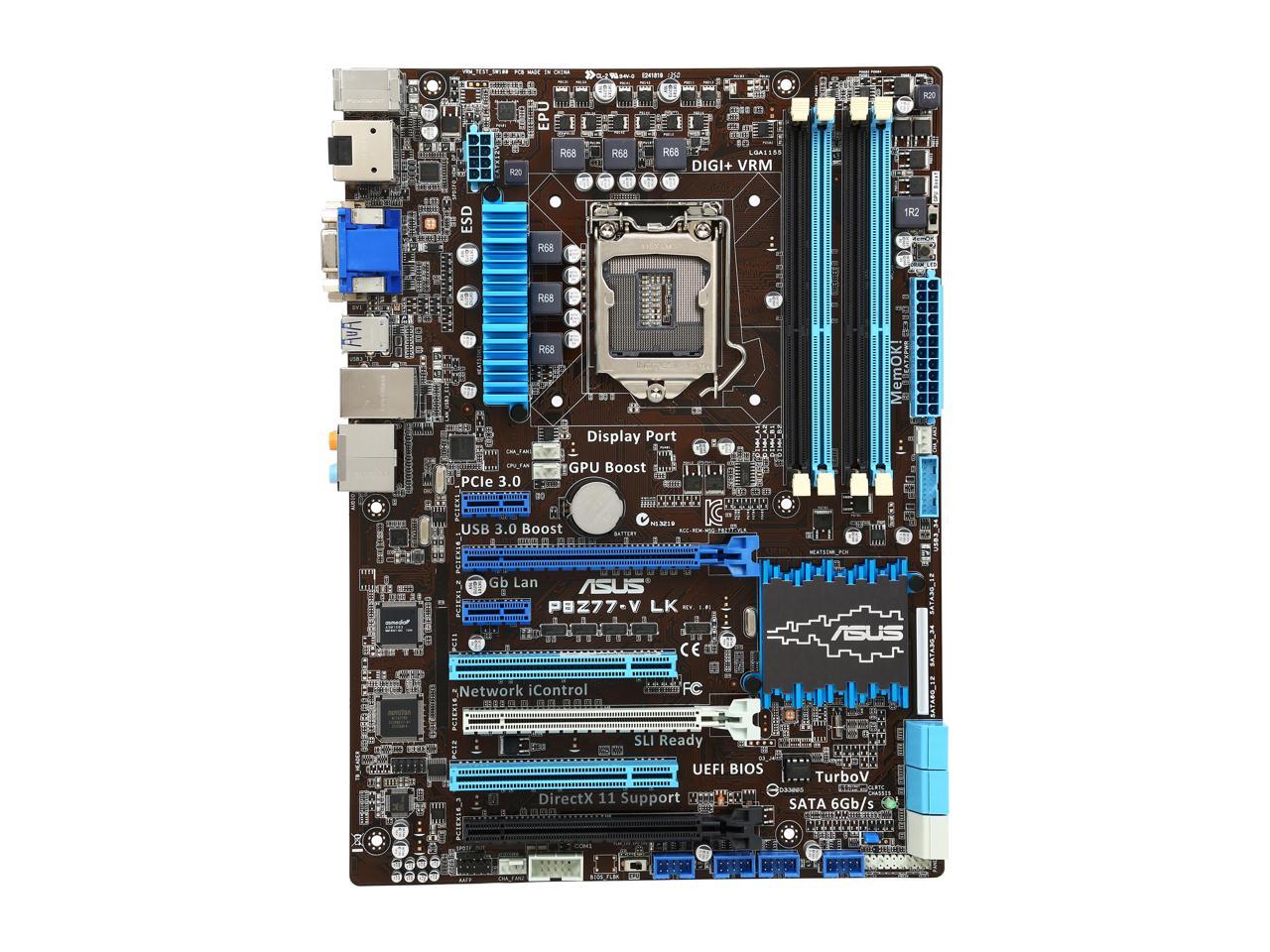 ASUS P8Z77-V LK-R LGA 1155 Intel Z77 HDMI SATA 6Gb/s USB 3.0 ATX Intel Motherboard with UEFI BIOS - Certified - Grade A