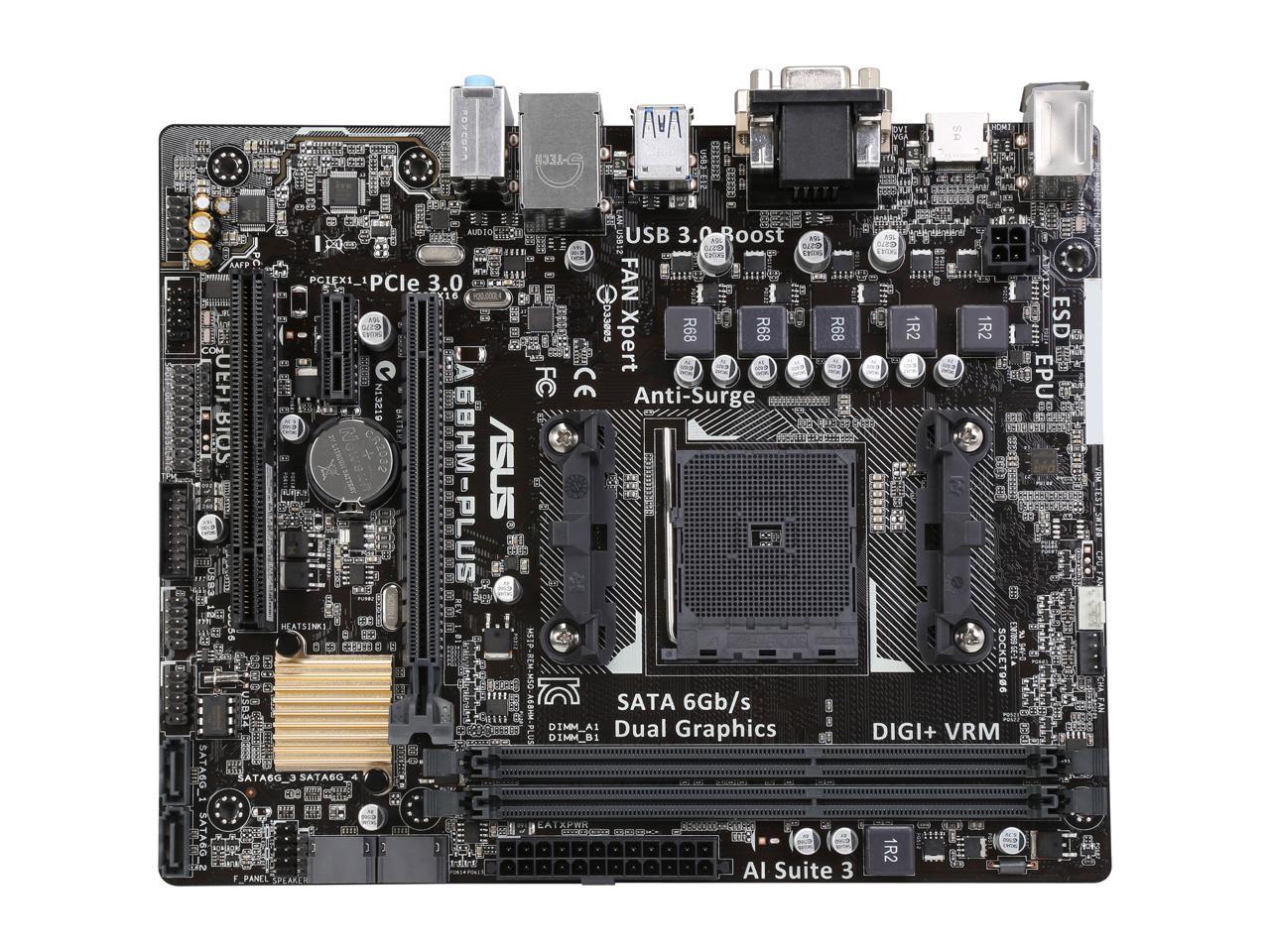ASUS A68HM-Plus FM2+ AMD A68H FCH (Bolton D2H) SATA 6Gb/s USB 3.0 HDMI Micro ATX AMD Motherboard
