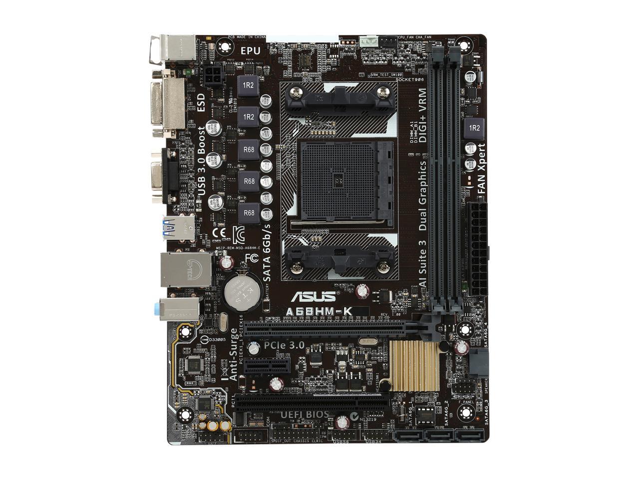 ASUS A68HM-K FM2+ AMD A68H FCH (Bolton D2H) SATA 6Gb/s USB 3.0 Micro ATX AMD Motherboard