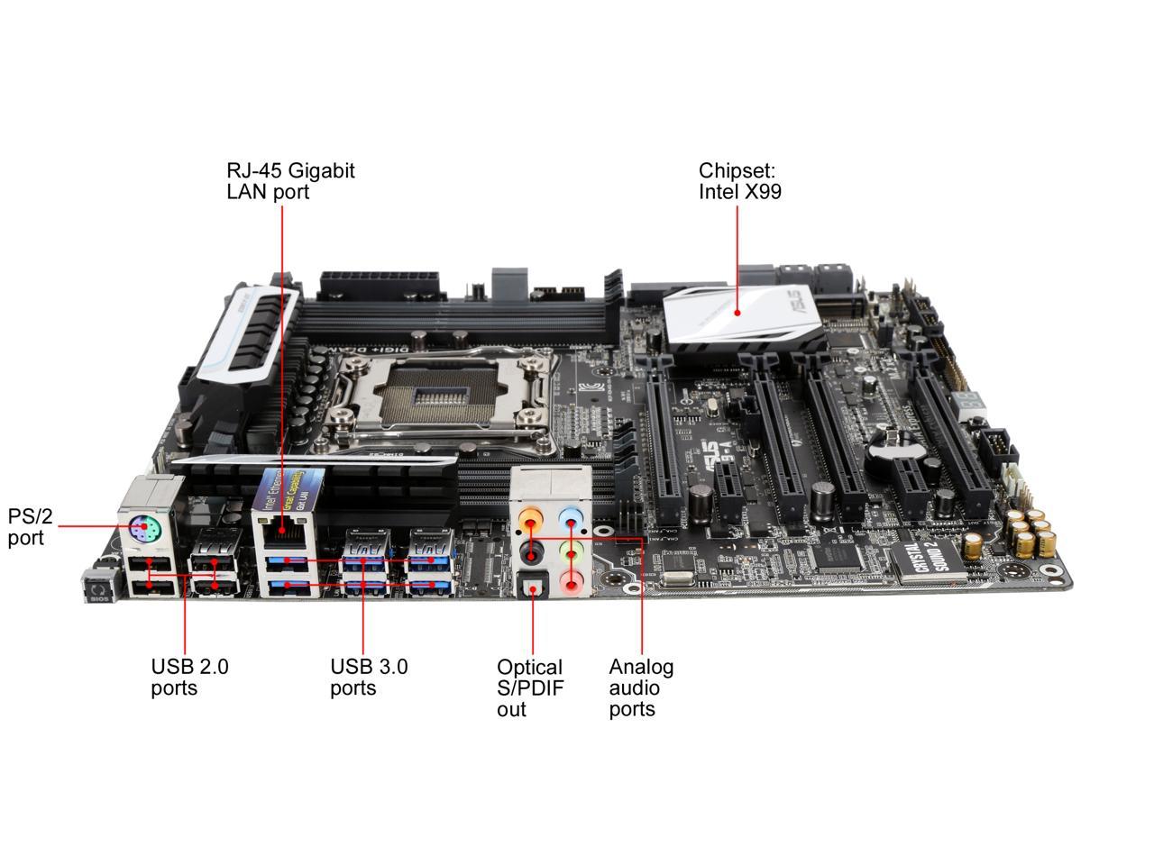 ASUS X99-A LGA 2011-v3 Intel X99 SATA 6Gb/s USB 3.0 ATX Intel Motherboard