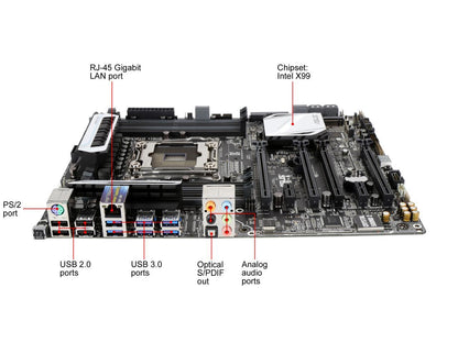 ASUS X99-A LGA 2011-v3 Intel X99 SATA 6Gb/s USB 3.0 ATX Intel Motherboard