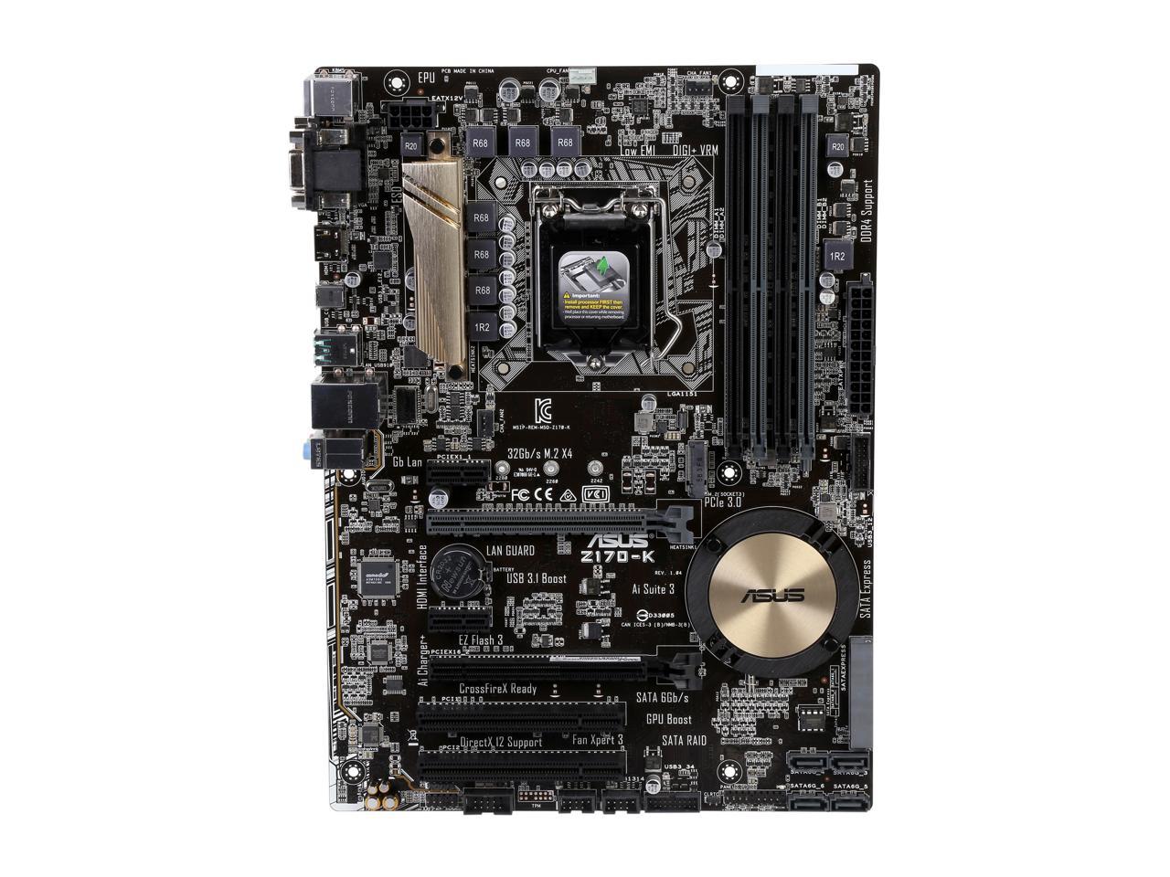 ASUS Z170-K LGA 1151 Intel Z170 HDMI SATA 6Gb/s USB 3.1 ATX Intel Motherboard